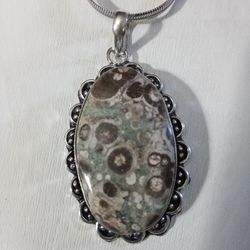 Birdseye Jasper Pendant With Chain