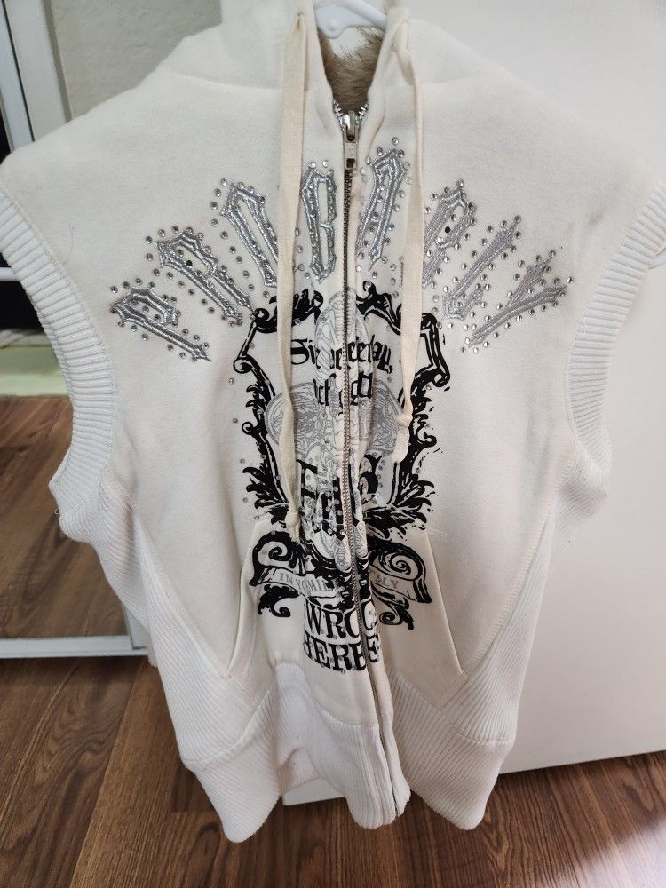Rhinestone Graphic Hooded Vest