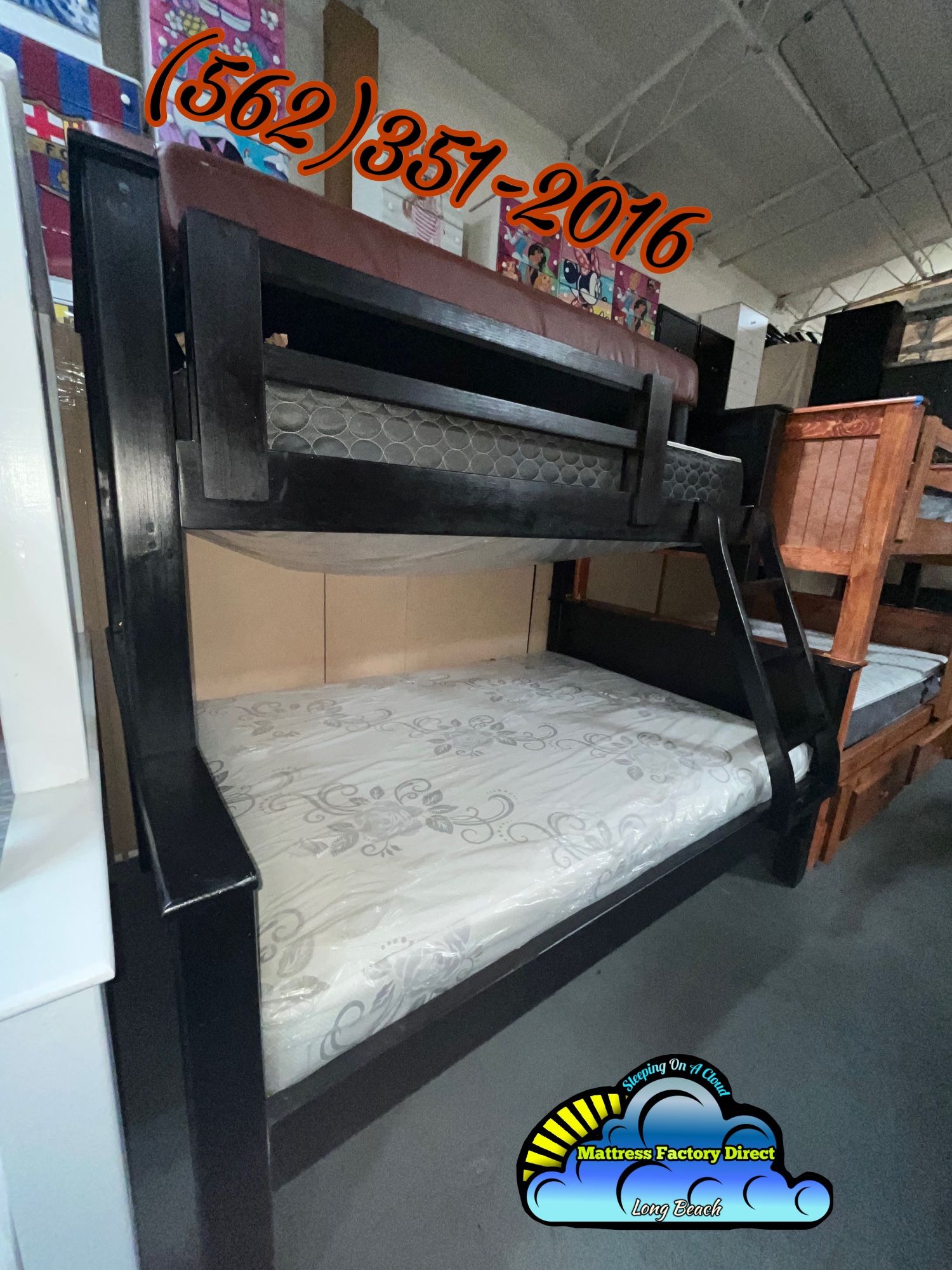 Twin Full Black Bunk Bed With Mattresses Colchones