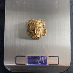 1988 Gold Pendant  Xipe Totec Mask Hand Crafted In Mexico 🇲🇽 