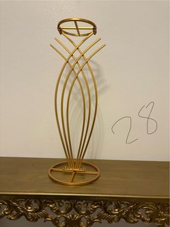 28 inches Gold Metal Mermaid Tail Design Flower Display Stand | 28" Tall Floral Golden Frame Table Centerpiece Wedding Party Event Reception Decoratio