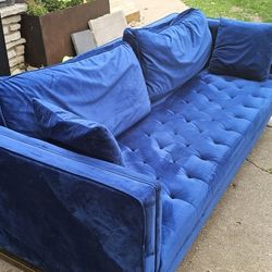Blue Velvet Sofa 90x40