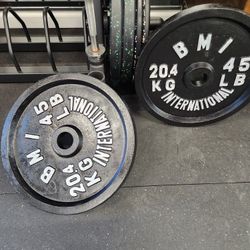 45s Olympic Gym Weights Cast Iron Plates $100 Firm
