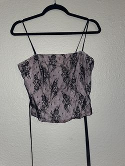 Vintage Pink Laced Crop top with a ribbon tie in the back
