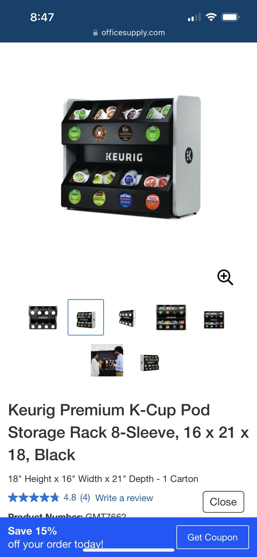 Keurig Premium KCup Pod Storage Rack 8 Sleeve
