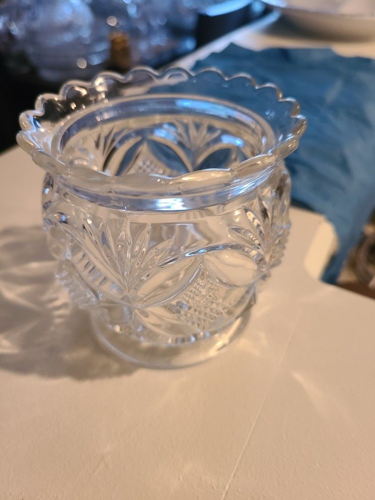 Cut Crystal Container Sunburst Pattern