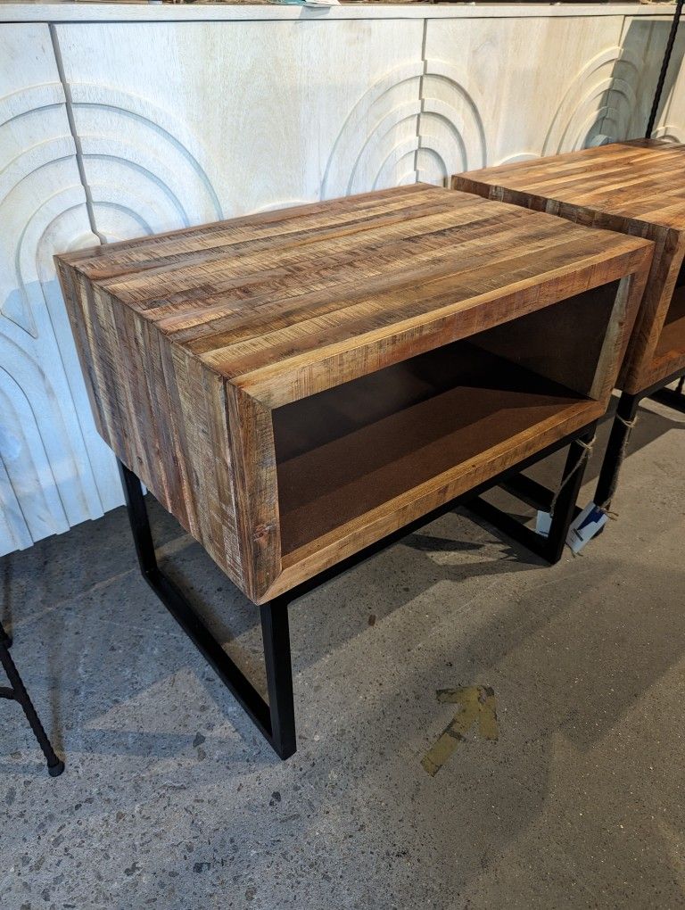 Wood And Iron Accent Table