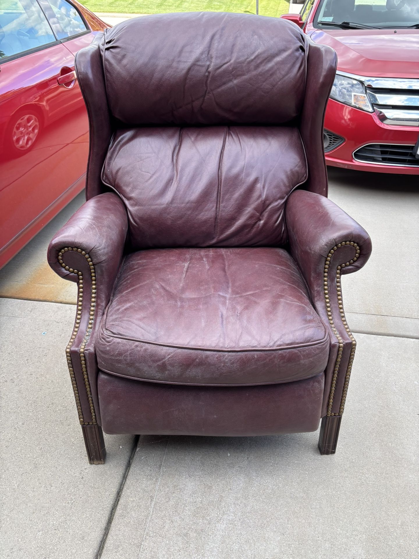 Vtg. Leather Burgundy Recliner