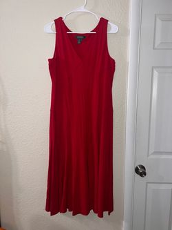 Lauren Ralph Lauren Red Sleeveless Midi Dress