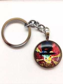 Skull glass cabochon keychain