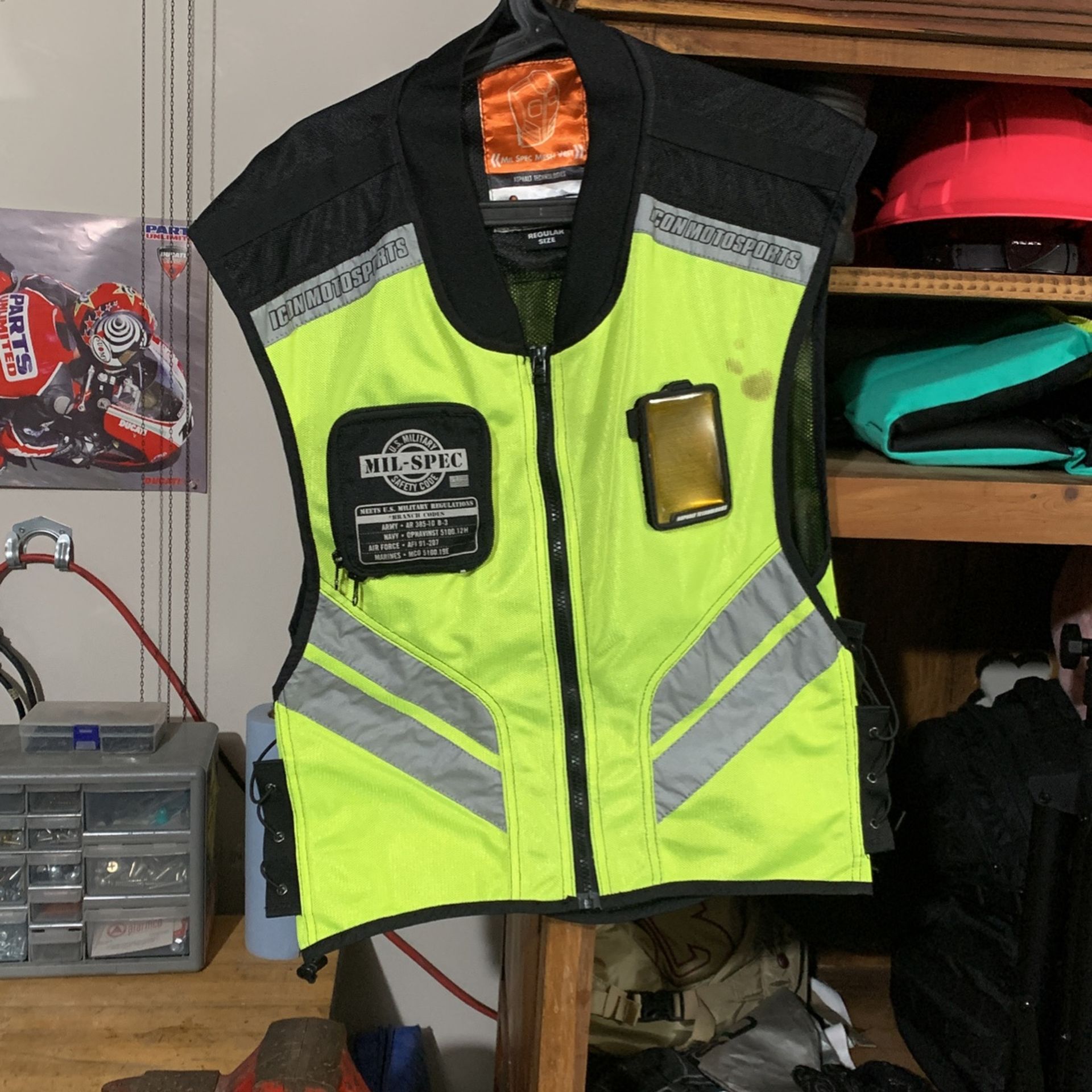 Icon Hi Viz Motorcycle Vest Size Regular