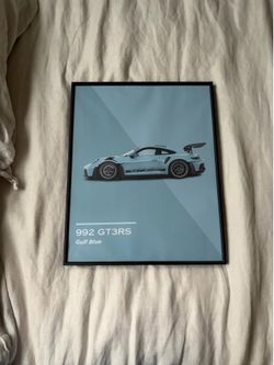 framed Porsche 992 GT3 RS (Gulf Blue) wall print