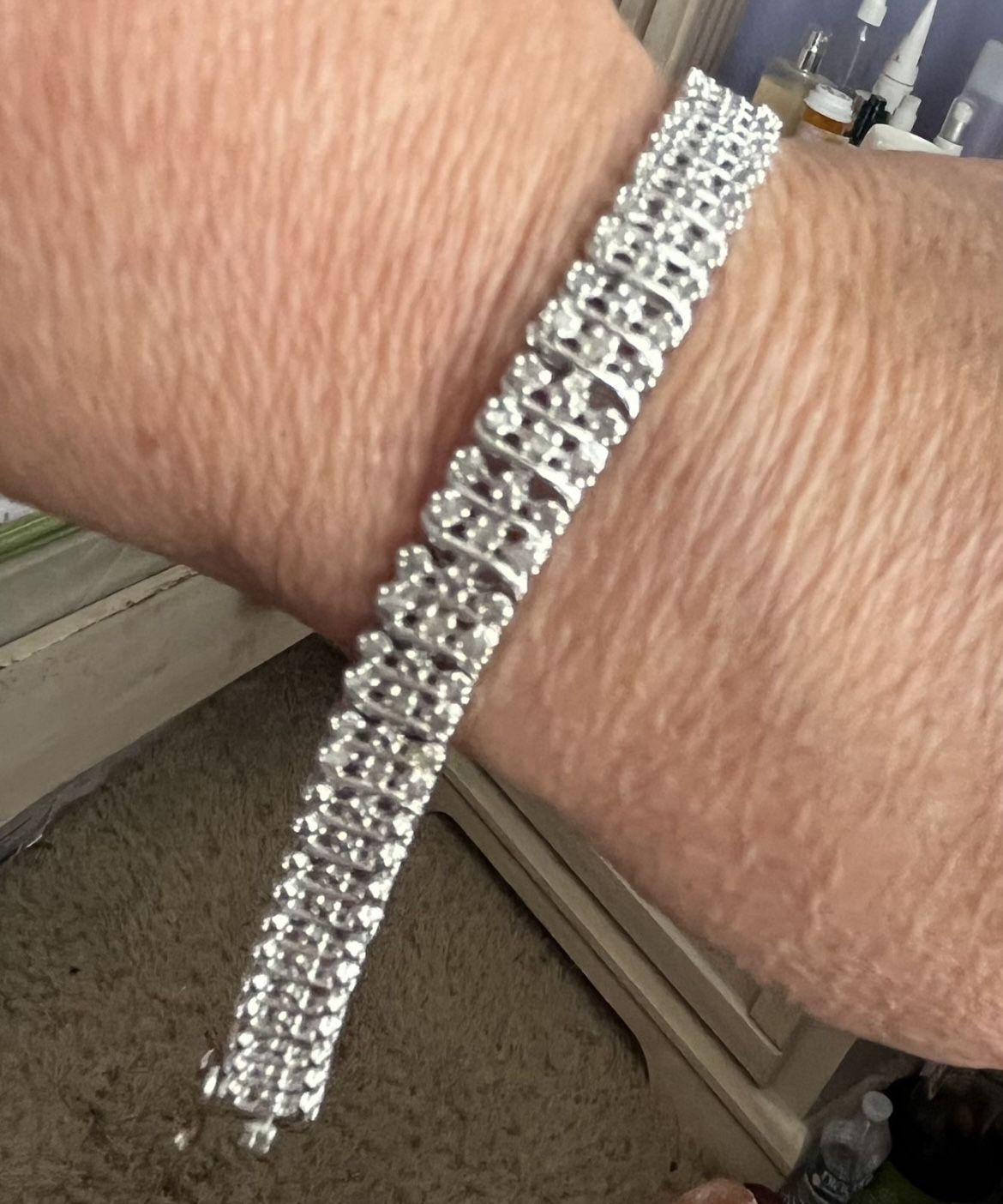 πNEW 925 Sterling Silver 178 Genuine Little Diamonds 7/8β Bracelet SALE $340 O.B.O π
