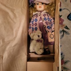 1998 Beautiful 16" Tall Boyds Collection Porcelain Doll (Elizabeth & Gary Goin To Grandma's) - New 