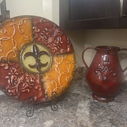 Home Decor Metal Wall Or Stand Art, Vase