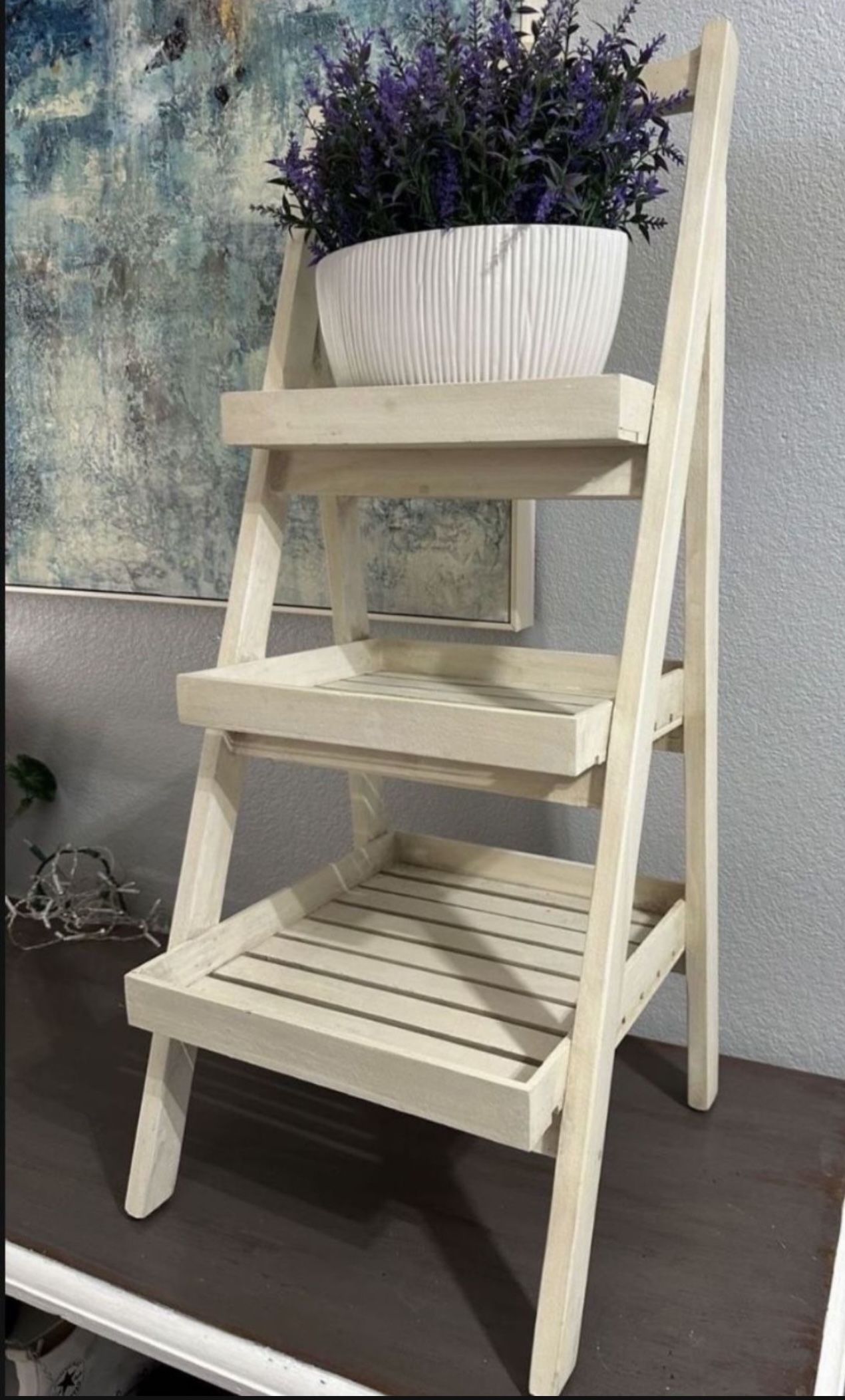 🥗🥗 WORLD MARKET Natural Light Wood Display Shelf