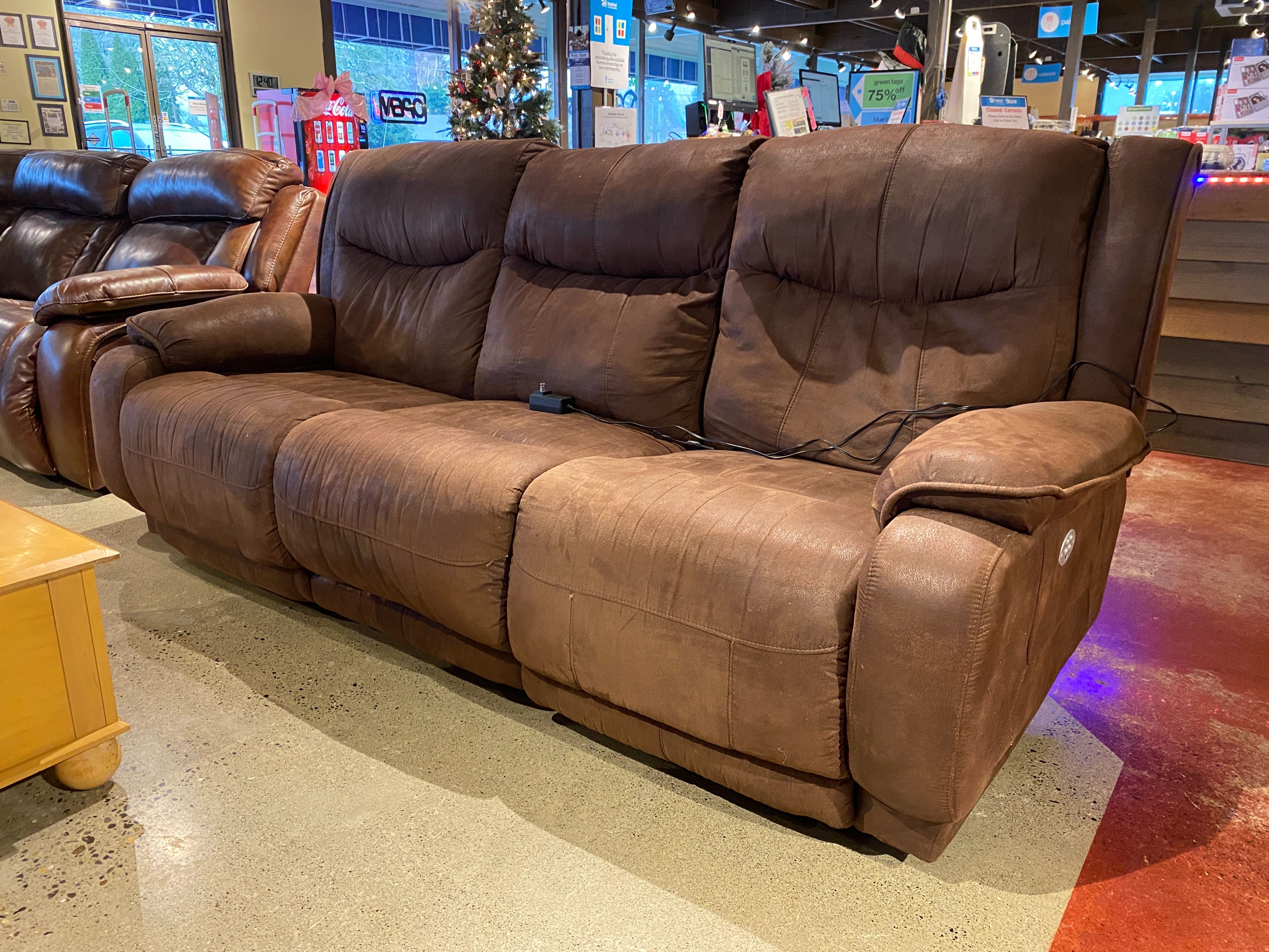 Brown Power Reclining 3-Seater Sofa
