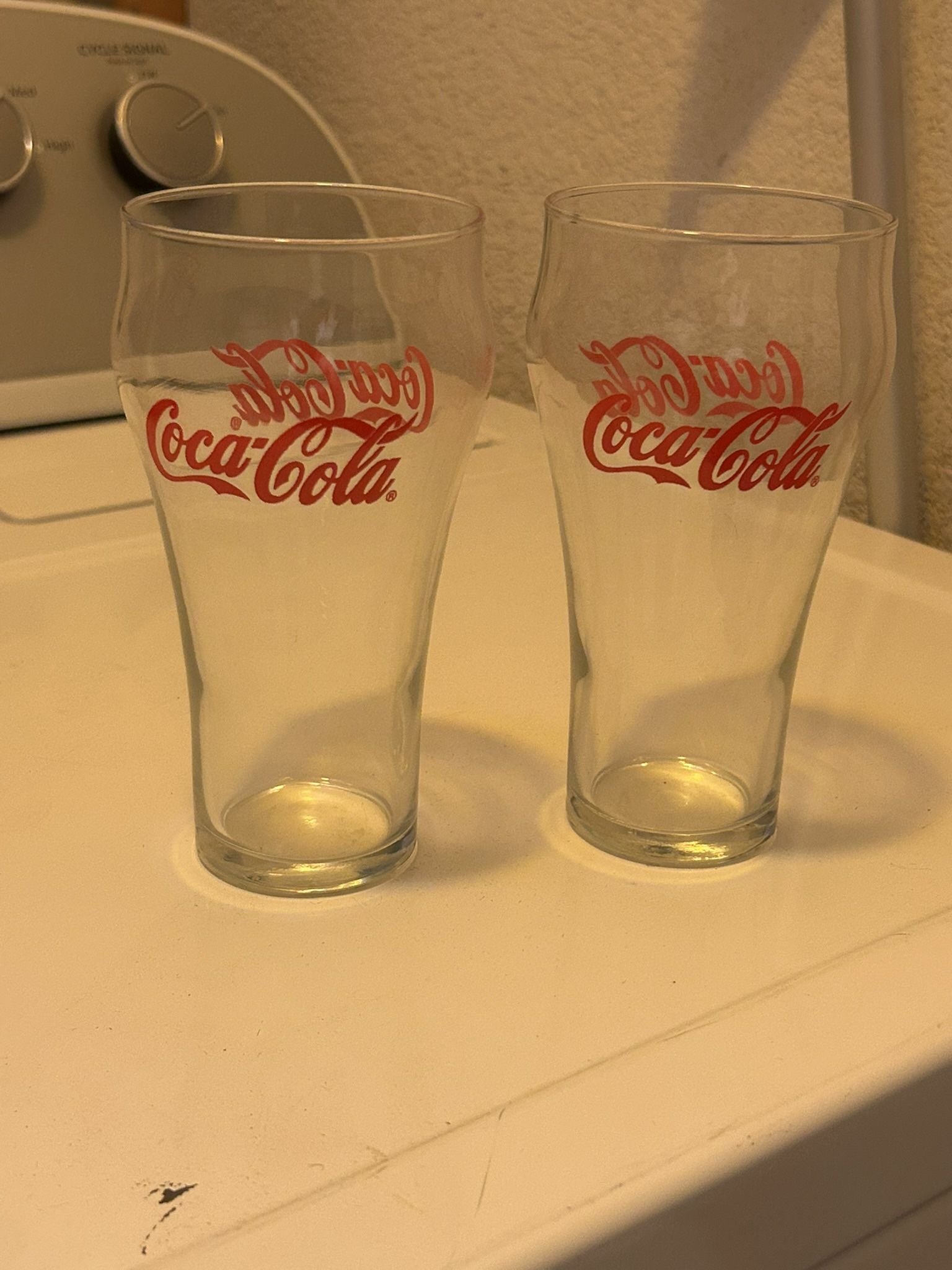 Vintage  rare set of 2 Coca Cola 12 oz 6” glasses