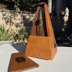 Vintage 9” Working Wood Seth Thomas Piano Metronome De Maelzel - Wind Up - Music Instrument Timer