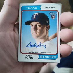 23 Topps Heritage Josh Jung Rookie Card With On Card Autograph 