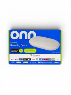Onn 4K Pro Streaming Device Google TV Dolby Vision Atmos  Voice Control, Gray