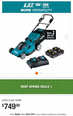 Makita 18V X2 (36V) LXT Lithium-lon Cordless 21 in. Walk Behind Self-Propelled Lawn Mower Kit w/4 Batteries (5.0Ah) $550 BRAND NEW FIRM PRICE