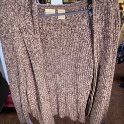 Zip Up Sweater Jacket W/ Hoodie 