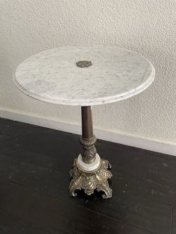Antique Marble and Brass Side Table