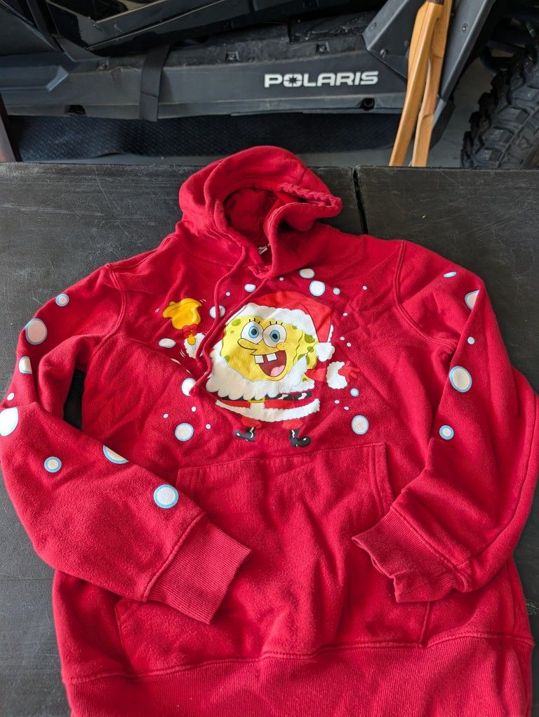 Juniors Small Christmas Sponge Bob Hoodie