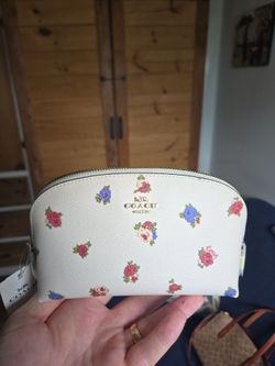 Coach floral leather coin/card case, style 76607