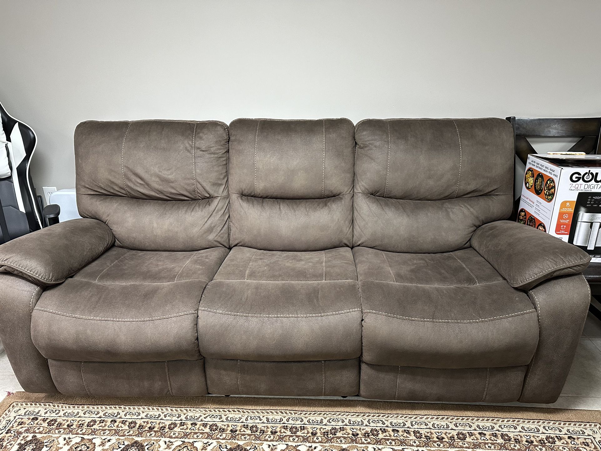 Faux Leather Reclining Three Seat Sofa (set Of Three, Can Be Sold Separately)