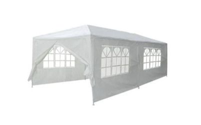 10 ft. x 20 ft. White Wedding Party Canopy Tent Outdoor Gazebo with 6-Removable Sidewalls