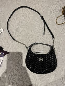 Tory Burch Mini Purse 2 In 1 Handheld /crossbody(patent black And Silver