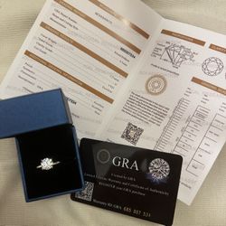 NEVER WORN 2 CARATS ROUND LAB GROWN MOISSANITE ENGAGEMENT RING WITH HIDDEN HALO AND CERTIFICATES