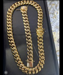 Miami cuban link bracelet and chain set