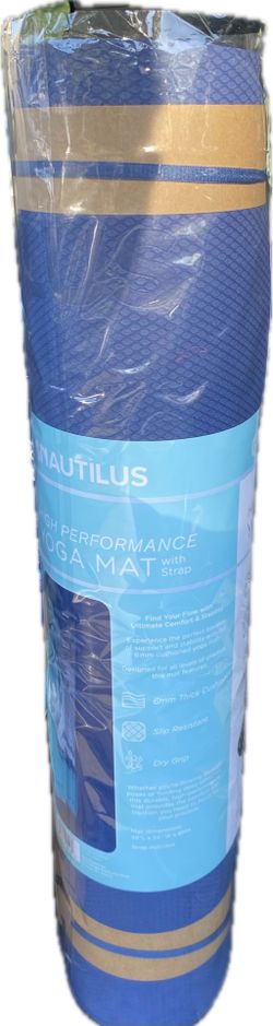 Nautilus High Performance Yoga Mat 6mm With strap Blue New in Package 68"x24