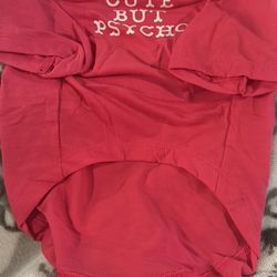 Cute but Psycho Small Dog Cat Puppy Shirt In Size Large Pink 