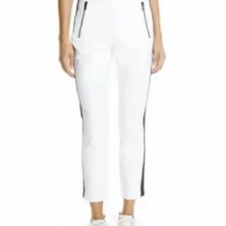 NWT Rag & Bone Pants Simone White Ankle High Rise Zipper Side Stripe Size 10
