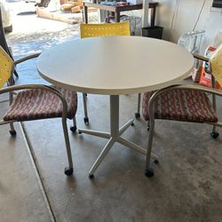 36” Round Allsteel Bistro Table w/ 4 Keilhauer Office Chairs (rolling, stackable)