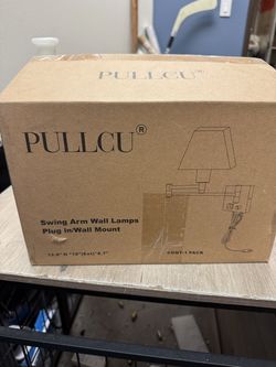 PULLCU Swing Arm Wall Lamp Wall Mount Plug-In Indoor Adjustable 12.6" x 18"