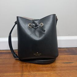 Kate Spade Leather Sadie Bucket Bag Crossbody Black