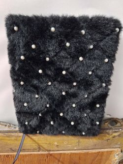 Faux fur Journal/ Diary/ Faux Pearls.