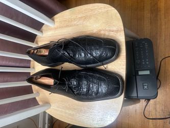 Black Crocodile Embossed Leather Oxford Dress Shoes