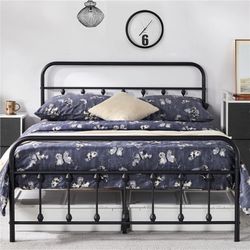 Full Size Bed frame Black Metal Priced Without Mattress But Have Avail