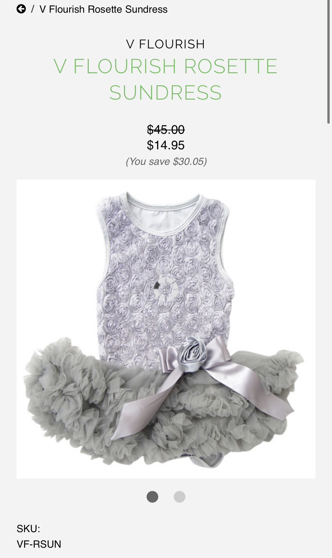 V FLOURISH ROSETTE SUNDRESS 0-6 MONTHS