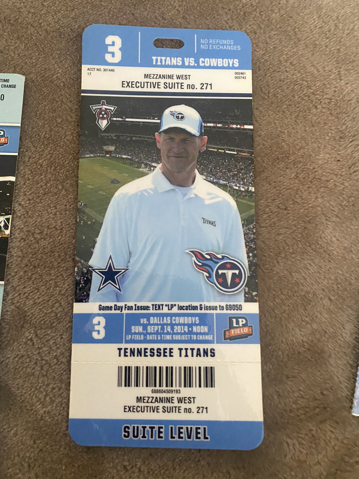 Tennessee Titans Ticket Stubs