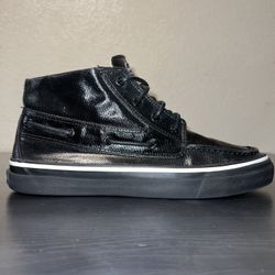 Mens Sperry Top- Sider Dark Black Shiny High Top Boat Deck Shoes size 10.5