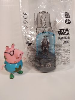 Pair of Burger King Toys Star Wars Mandalorian Toy and Peppa Pig Figures
