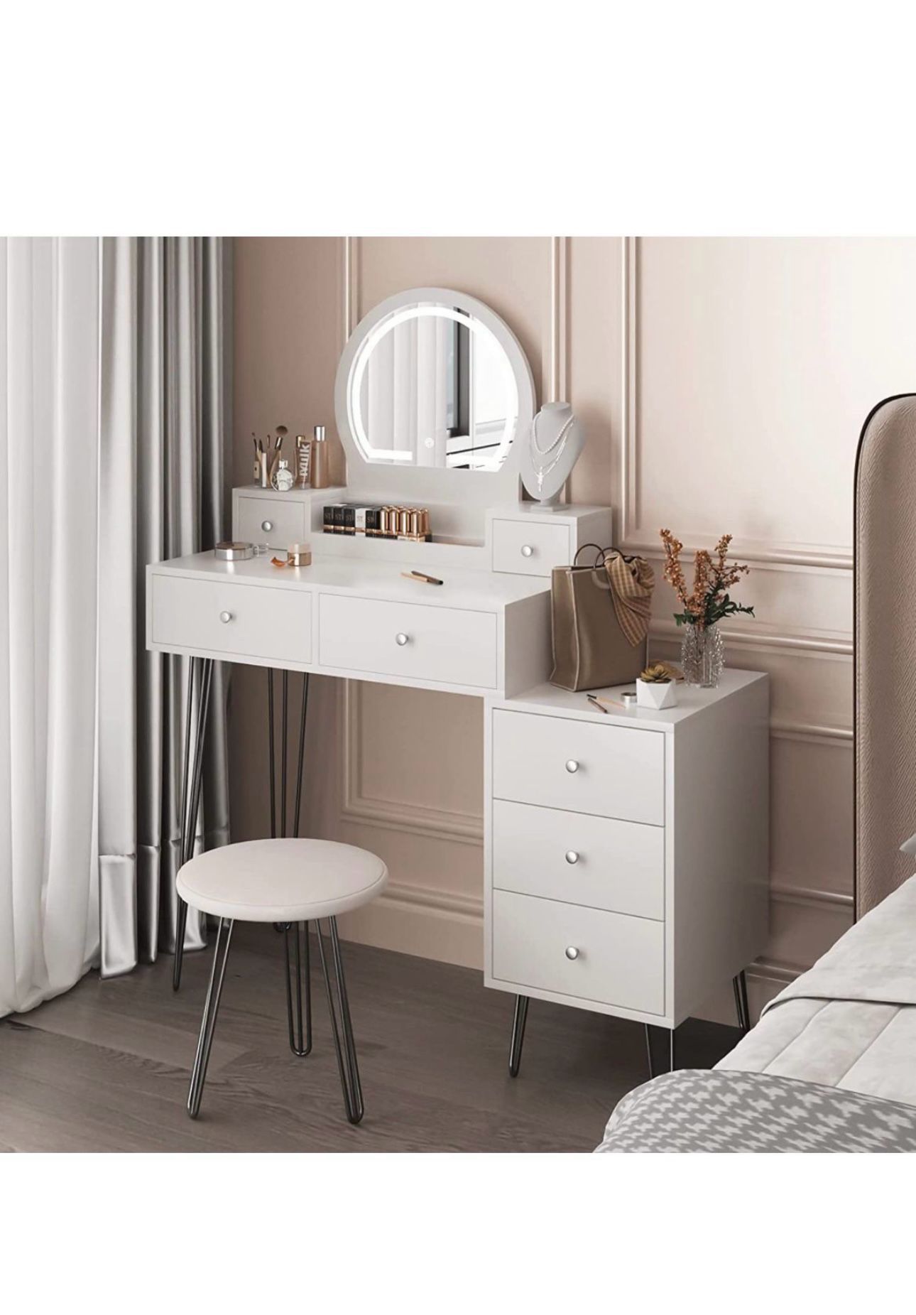 New vanity With LED Light And Side Dresser Assembled 