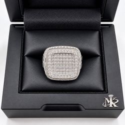 925 Sterling Silver 3.34CTW MOISSANITE Square Pave Men’s Ring